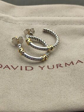 David Yurman 925 Silver Earrings with Original Pouch